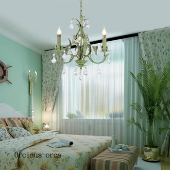 Amerikos romantiška žalia miško kristalų liustra svetainė, valgomasis, miegamasis prancūzų prabangos lapų Liustra