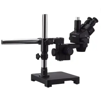 AmScope 3,5 X-180X Juoda Trinokulinis Stereo, Zoom Mikroskopą ant Vienos Rankos Bumas Stendas su Sunkiųjų 80-LED Šviesos Žiedas