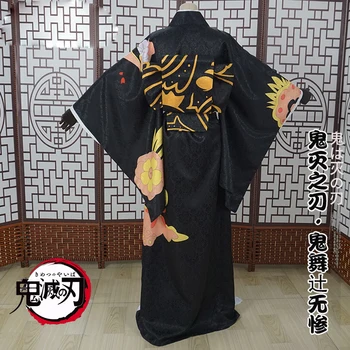 Anime Demon Slayer Kimetsu nr. Yaiba Kibutsuji Muzan Cosplay Kostiumas Moterims Kimono Vienodas Helovyno Karnavalas Kostiumas Šalis