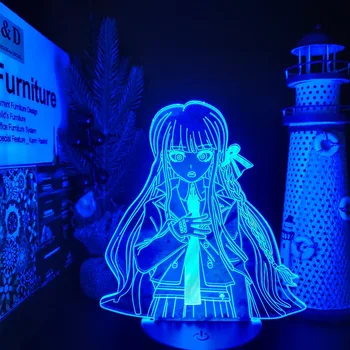 Anime LED Šviesos Lempos Danganronpa Kirigiri Kyouko 3D Iliuzija pagrindiniai kištukiniai naktinių lempų lizdai Miegamojo Puošimas 7 Spalva Keičiasi Lampara Vaikams Dovanų