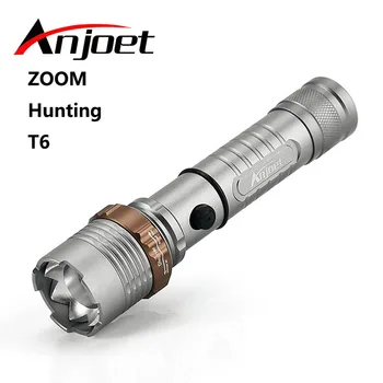 Anjoet Žibintuvėlis zoom žibintuvėlis atsparus vandeniui XML T6 LED, 5-mode Žibintų Medžioklės Įkrovimo 3x AAA arba 18650 Baterija