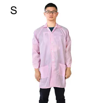 Anti Static darbo drabužiai Unisex ESD Lab Paltai Mygtuką Up S Pink