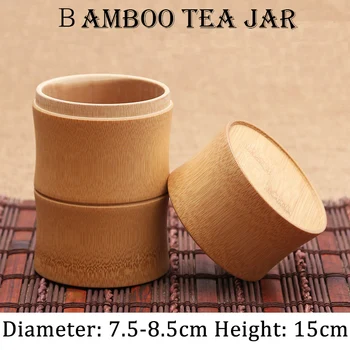 Ar Skatinimas!! Natūralaus Bambuko Arbatos Kibirą, Bambuko Arbatos Jar, Aukštis apie 15cm , Laikymo Caddy, Didmeninė~