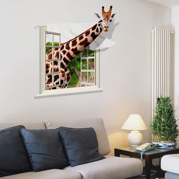 Atsparus vandeniui nuimamas kambarį miegamojo sienos lipdukas imitacija 3D lipdukas žirafa