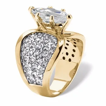 Aukso Spalva Crystal Cirkonis Vestuvių Vestuvinis Žiedas Moterims, Moteriška Piršto Knuck Žiedas Bague Femme