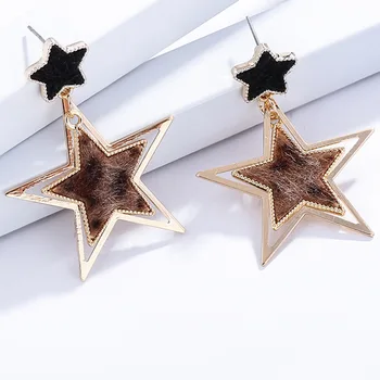 Aukso Žvaigždė Auskarai Moterų Mados Odos Auskarai Bižuterijos Madingų Produktų Moterys Priedai Elegantiškas 3 Spalvų Pasirinkimas
