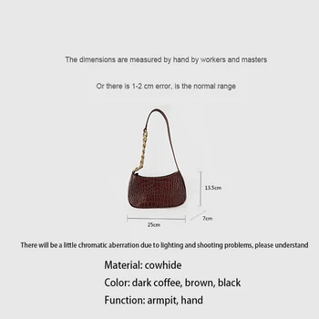 Aukštos kokybės Europos stiliaus naujas storio grandinę karvės odos paprasta krokodilo odos rankinės pečių maišą mažas kvadratas maišelį pažasties krepšys