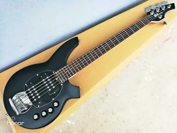 Aukščiausios kokybės FDMB-7008 matinė juoda spalva juoda plokštė kieto kūno aktyvus pikapas 5 stygos Musicman Bass , Nemokamas pristatymas