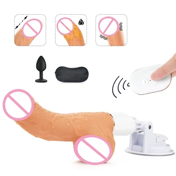Automatinis Sekso Dildo Mašina Šildymo Veržlus Dildo Moterų Hands-Free Sex Įdomus Dūrimo Veiksmai Realistiškas Vibruojantis Dildo