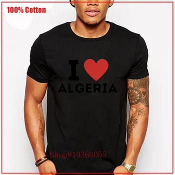 Aš Myliu Alžyras Paprastas Širdies Dizaino Marškinėliai Tee Kietas Laiškas Spausdinti Camiseta Aukštos Kokybės Medvilnės Gatvės Stiliaus marškinėliai mados
