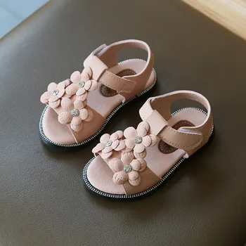 Baby girl sandalai bamblys kūdikiams, vaikams baby girl gėlių sandalai odiniai gėlių princesė bateliai, basutės dydis 21-30