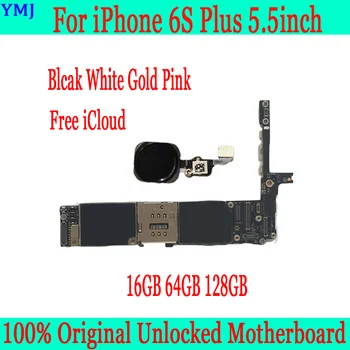 Balta /Aukso /Juoda su Touch ID iphone 6s Plus pagrindinė Plokštė ,Originalus, atrakinta iphone 6s Plius Mainboard,16GB 64GB 128GB