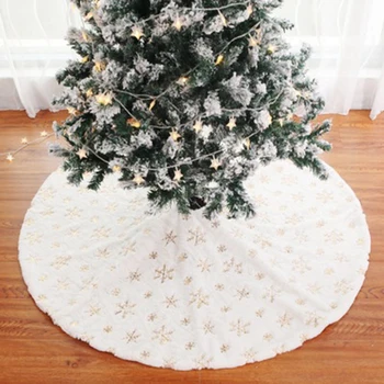 Baltos spalvos Medžio Sijonas 90cm Aukštos kokybės Pliušas Karoliukais Siuvinėtų Kalėdinių Eglučių Grupė Kalėdų Eglutės papuošalus