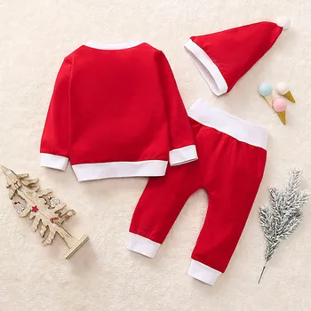 Bamblys Drabužius Naujagimiui Berniukų, Mergaičių Kalėdų Santa Gelsvai Spausdinti Pižama Sleepwear Kalėdos Vaikams Drabužių Komplektus