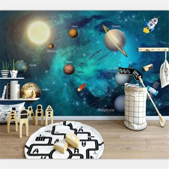 Beibehang 3d tapetai freskomis pasirinktinius nuotraukų namų dekoro gyvenimo kambario, miegamasis ranka-dažytos vietos visatoje, vaikų kambario sienų