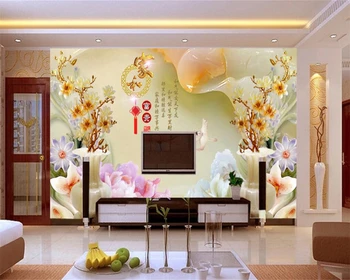 Beibehang Užsakymą didelis jade vaza magnolija foto tapetai, freskos 3D kambarį tapetų sienos, 3 d papel de parede