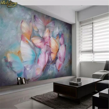 Beibehang Užsakymą tapetai Europos stiliaus rankomis dažyti aliejus, tapyba drugelis plaukioja fono sienos papel de parede sienos popieriaus