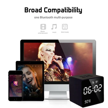 Belaidė Mini Portable Bluetooth Speaker LED Laiko Rodymo žemų dažnių garsiakalbis Boombox Žadintuvas Parama TF Kortele, Fm Radijas Altavoz