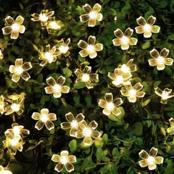 Buitinių Saulės Šviesos Stygos 50 LED Gėlių Formos Lauko Šviesos Vandeniui papuošalai Kalėdų Šviesos