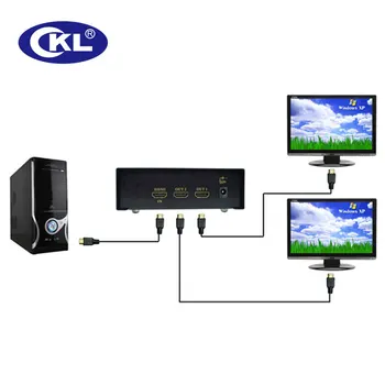 CKL 2 Port HDMI Splitter 1x2 HDMI popierinės kopijavimo aparatų matricos Paramos 1.4 V 3D 1080P PC Monitorius, Projektorius, HDTV, HD-92