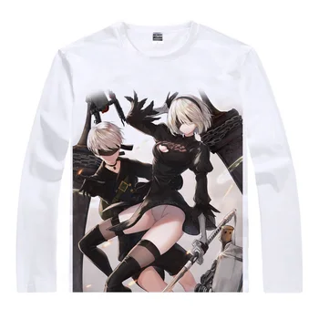 Coolprint Anime Marškinėliai Nier Automatai NieR T-Shirts Multi-stiliaus ilgomis Rankovėmis Pagrindinis Veikėjas 2B YoRHa 9S Cosplay Motivs Marškinėliai