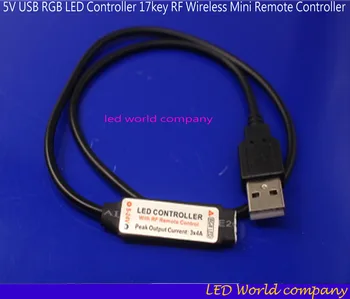 DC5V USB RGB LED Valdiklis 17key RF Wireless Mini Nuotolinio valdymo pultelį skirtą 3528 RGB 5050 smd Led Juostos juostos apšvietimas 5v