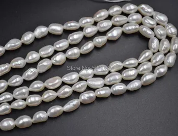 Didmeninė 10 sruogų balta 7-8mm gėlo vandens Baroko perlas