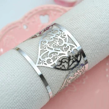 Didmeninė pjovimas Lazeriu, popieriaus didelės širdies servetėlių žiedas, vestuvių stalo dekoracija