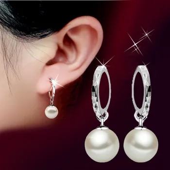 Didmeninė sidabro padengtą mados imitacija, perlų ponios lašas auskarai papuošalai moterų dovana Kovos su alergija lašas laivybos pigiai