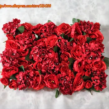 Dirbtinių gėlių sienos Arka gėlių šilko rožė hydrangea ir bijūnai vestuvių fone, apdailos 10vnt/daug Raudonos TONGFENG