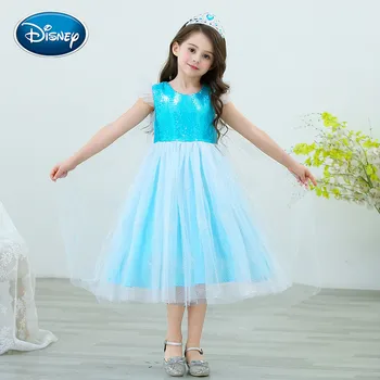 Disney Mergina Užšaldyti Princesė Dress Vaikams Drabužių Suknelė Vaikų Vasaros Aisha Aisha Mėlyna Vaikai Suknelė