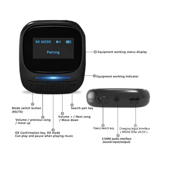 Du Viename Bluetooth 5.0 LED Siųstuvas, Imtuvo APTX LL ĮSA Audio Adapteris Vieną Du