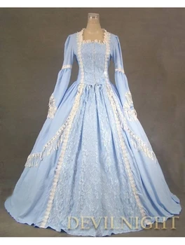 Elegantiška Mėlynos Spalvos Nėrinių Viktorijos Suknelė Viktorijos (Lekalus)