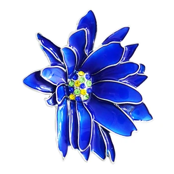 Elegantiška Panele Mergaičių Didelis Boho Mėlyna Emalį Gėlių Gėlių Žiedų Pin Papuošalai