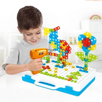 Elektrinis Gręžtuvas Varžtais Kūrimo Bloką 3D Kūrybos Mozaikos, Dėlionės, Žaislų, montavimo Įrankius, Nustato Švietimo Žaislas 