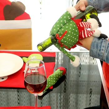 Elf Dot Modelio Raudono Vyno Butelis Apima Kalėdinė Dekoracija Gražus Vyno Butelių Dekoravimas, S06