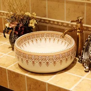 Europoje Vintage Stiliaus Keramikos Meno Baseino Kriaukle Skaitiklis Viršuje praustuvas Vonios Kriauklės praustuvams keraminis praustuvas vonios kriaukle