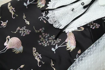 Europos ir Amerikos moterų drabužių 2021 nauja pavasario ilgomis rankovėmis atlapų su kranu žakardo susiuvimo Mados suknelė