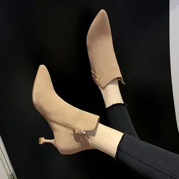 Europos stiliaus bare batai moteriška rudens 2019 naują Martin batai auliukiniai stiletto laukinių moterų batai aukštakulniai žiemos liesas batai