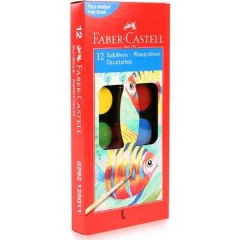 Faber-Castell Akvarelė 12 Spalvų Mažo Dydžio, Dažymo Reikmenys, Vandens Spalvos Dažų