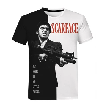 Filmo Scarface 3D Print T Shirt Moterims, Vyrų Vasaros Mados Trumpas Rankovės Juokinga Marškinėlius Tony Montana Grafinis Tees Streetwear T-shirt