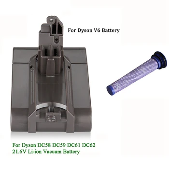 Filtras V6 21.6 V 3000Mah, Li-Ion Baterija Dyson V6 Baterija Dc58 Dc59 Dc61 Dc62 Dulkių siurblys Sv09 Sv07 Sv03 Sv04 Sv06