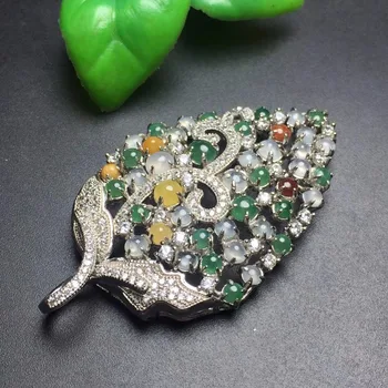 Fine Jewelry Nekilnojamojo 925 Steling Sidabro s925 Myanmer Kilmės Natūralus Jade Akmuo Moterų Pakabukas Karoliai Kalėdų Dovana