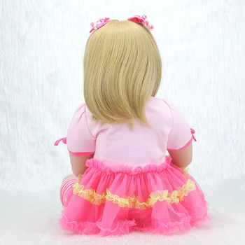 Forrsdor 58cm naują atvykimo trumpi šviesūs plaukų modeliavimo mergytę su Flamingo Vasaros drabužių silikono reborn baby lėlės