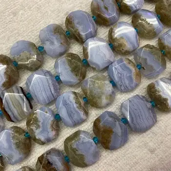 Gamtos Brazilija mėlynos spalvos nėrinių agatas/ chalcedony karoliukai, natūralus akmuo karoliukai 
