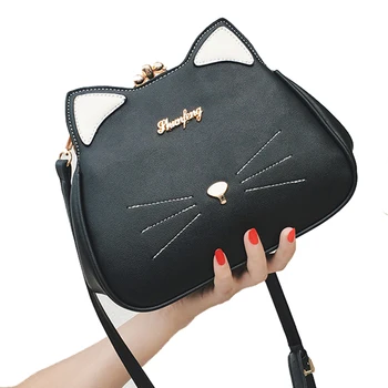 Garsaus prekės ženklo dizainas Katė Mielas modelio Panele Mažos rankinės siuvinėjimo cute kačių pečių maišą crossbody krepšys moterims pu odos piniginės