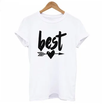 Geriausių Draugų ir Kalės marškinėliai Moterims Harajuku Mados T-shirt Vasaros Balti trumpomis Rankovėmis Marškinėlius Top Marškinėliai Femme
