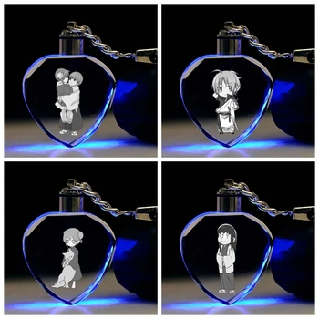 Gintama Serija Širdies Formos Anime LED Raktų pakabukai paketų prižiūrėtojų raktinę Kristalų Žaislas Pultelio Šviesos Keyholder Unisex Dovanos