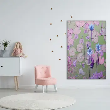 Gobelenas Lotoso Gėlės Waterlilies Tvenkinys Rytų Egzotiška Gamta Vandens Augalams, Dekoratyvinių Nuotrauka Atspausdinta Violetinė Žalia Mėlyna