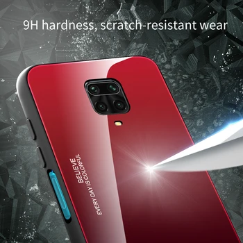 Gradientas Apsauginis Telefono dėklas Skirtas Xiaomi Redmi Pastaba 9s Grūdinto Stiklo Atgal Padengti Silikono Atvejais Xiaomi Redmi 9 Pastaba Pro